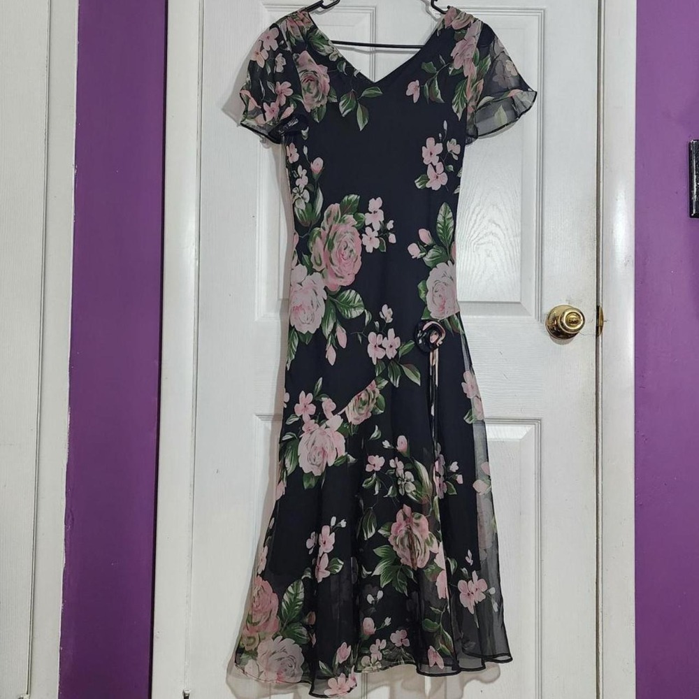 Y2K Black Sheer Floral Slip Dress